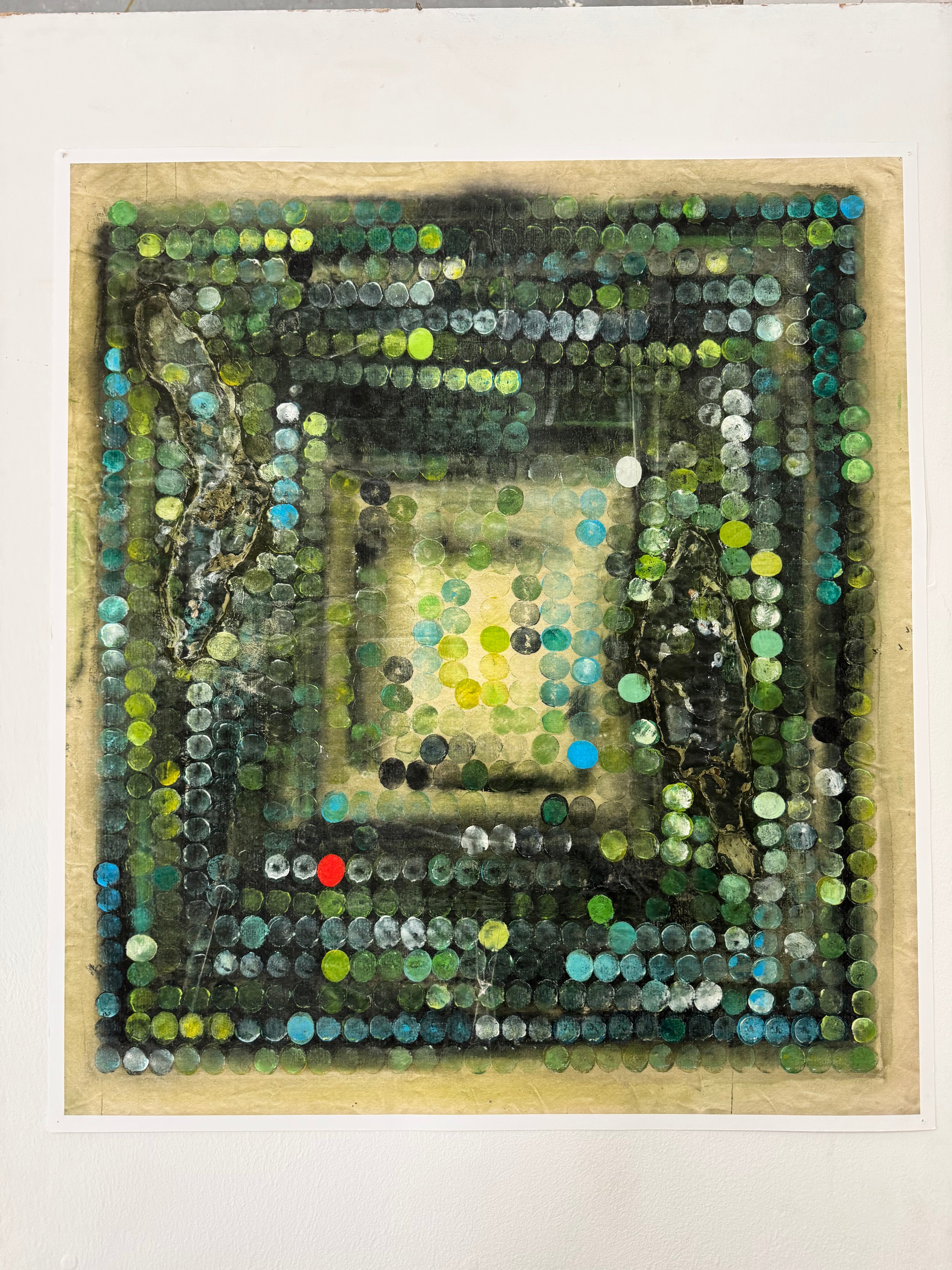 Green Painted Sequins Print